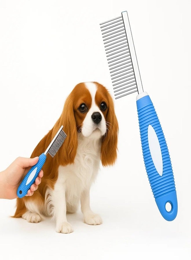 سايج سكوير مشط سيج سكوير ذو المقبض الثقيل أحادي الجانب للكلاب والقطط | مشط قوي بمقبض مطاطي وأسنان من الفولاذ المقاوم للصدأ | يفك التشابك ويزيل البراغيث | أداة متينة للعناية بالحيوانات الأليفة | 21 سم، لون عشوائي - Image 1